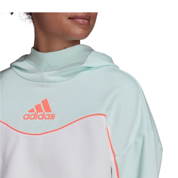 Adidas Women’s Color Block Blue and Pink Cropped Hoodie - Picture 12 of 14
